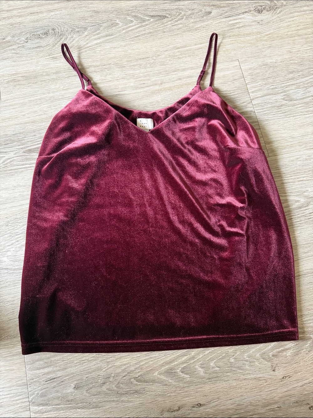 a new day Velvet V-Neck Spaghetti Strap Tank - Burgundy